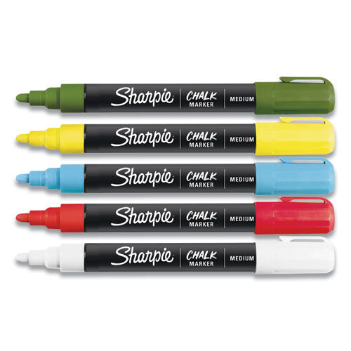 Wet-erase Chalk Marker, Medium Bullet Tip, Assorted Colors, 5-pack