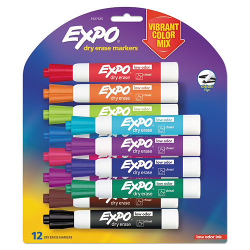 Low Odor Dry Erase Vibrant Color Markers, Fine Bullet Tip, Assorted Colors, 36-pack