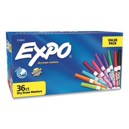 Low Odor Dry Erase Vibrant Color Markers, Fine Bullet Tip, Assorted Colors, 36-pack