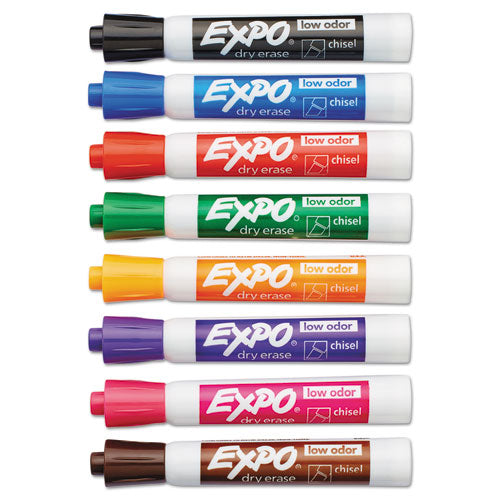 Low-odor Dry-erase Marker, Broad Chisel Tip, Assorted Colors, 8-set
