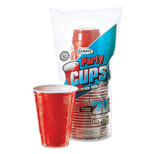 Solo Party Plastic Cold Drink Cups, Slip-resistant Grip, 18 Oz, Red, 20-bag, 12 Bags-carton