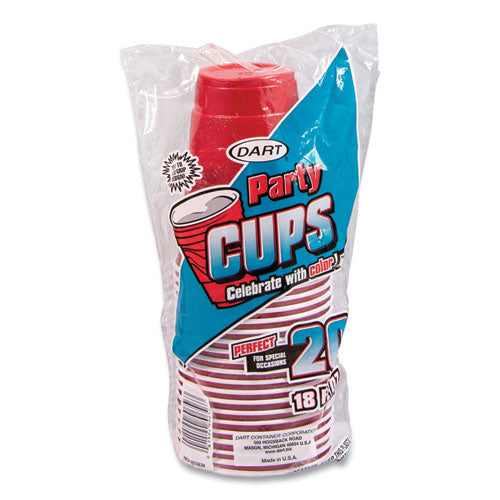 Solo Party Plastic Cold Drink Cups, Slip-resistant Grip, 18 Oz, Red, 20-bag, 12 Bags-carton