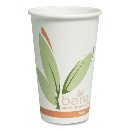 Bare By Solo Eco-forward Recycled Content Pcf Paper Hot Cups, 16 Oz, Green-white-beige, 1,000-carton