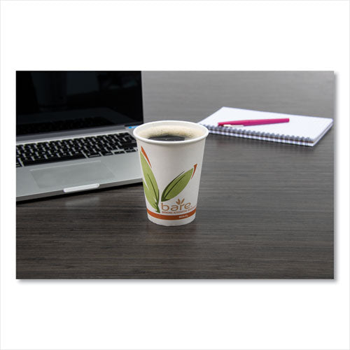 Bare By Solo Eco-forward Recycled Content Pcf Paper Hot Cups, 12 Oz, Green-white-beige, 1,000-carton