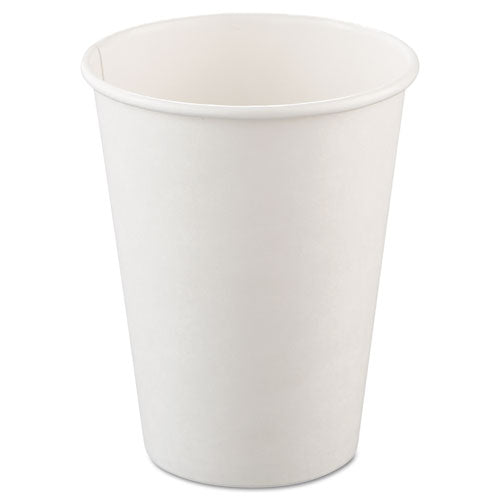 Single-sided Poly Paper Hot Cups, 12 Oz, White, 50-bag, 20 Bags-carton