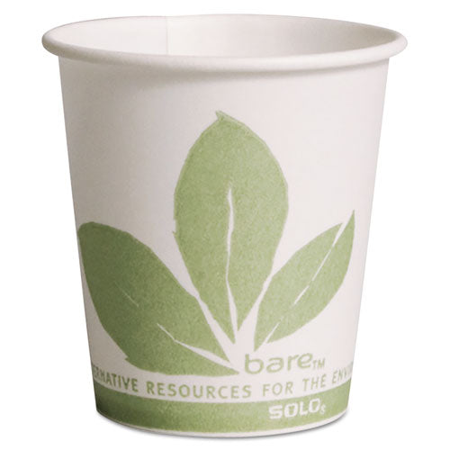 Bare Eco-forward Paper Treated Water Cups, Cold, 3 Oz, White-green, 100-sleeve, 50 Sleeves-carton