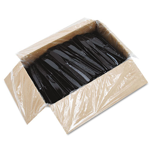 Guildware Heavyweight Plastic Knives, Black, 1000-carton