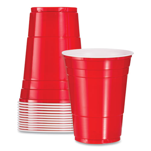 Solo Party Plastic Cold Drink Cups, 16 Oz, Red, 288-carton