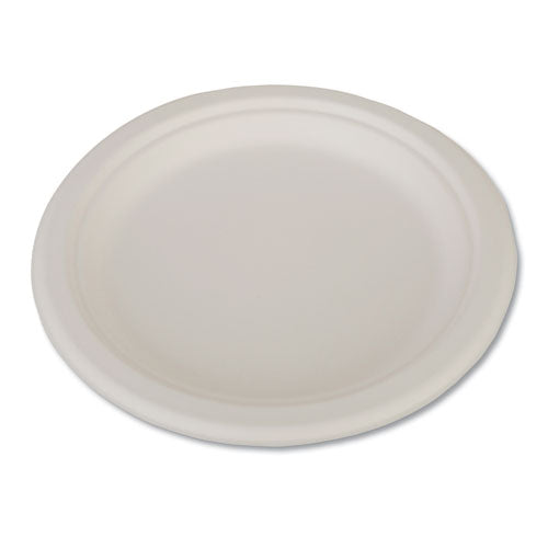 Champware Heavyweight Bagasse Dinnerware, Plate, 9" Dia, White, 500-carton