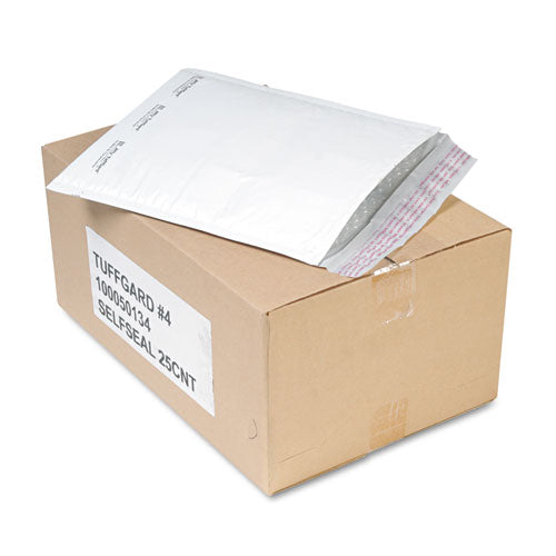 Jiffy Tuffgard Self-seal Cushioned Mailer, #4, Barrier Bubble Lining, Self-adhesive Closure, 9.5 X 14.5, White, 25-carton