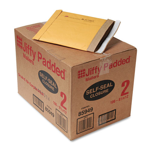 Jiffy Padded Mailer, #2, Paper Padding, Self-adhesive Closure, 8.5 X 12, Natural Kraft, 100-carton