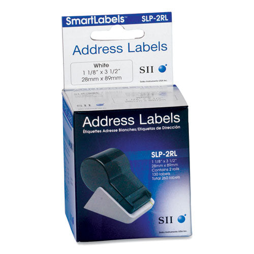 Slp-2rl Self-adhesive Address Labels, 1.12" X 3.5", White, 130 Labels-roll, 2 Rolls-box
