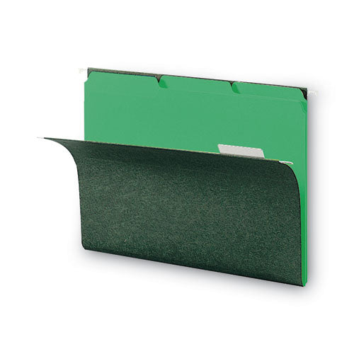 Interior File Folders, 1-3-cut Tabs: Assorted, Letter Size, 0.75" Expansion, Green, 100-box
