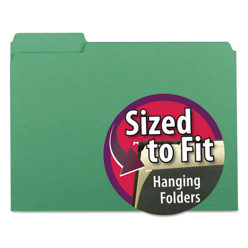 Interior File Folders, 1-3-cut Tabs: Assorted, Letter Size, 0.75" Expansion, Green, 100-box