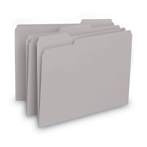 Interior File Folders, 1-3-cut Tabs: Assorted, Letter Size, 0.75" Expansion, Gray, 100-box