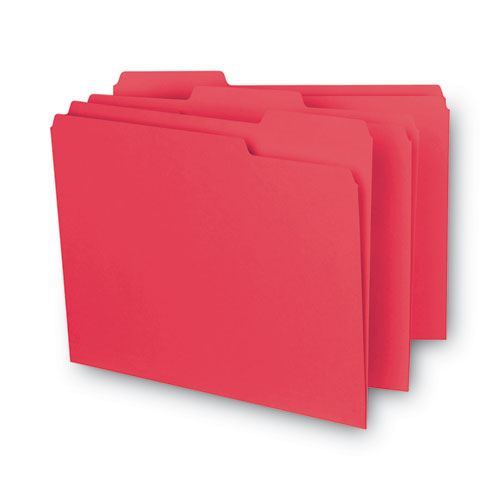 Interior File Folders, 1-3-cut Tabs: Assorted, Letter Size, 0.75" Expansion, Red, 100-box
