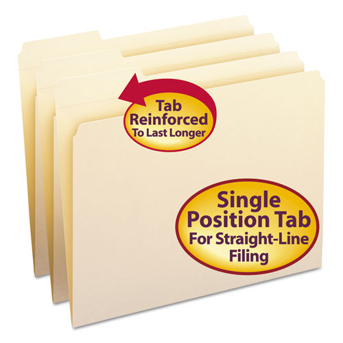 Reinforced Tab Manila File Folders, 1-3-cut Tabs: Left Position, Letter Size, 0.75" Expansion, 11-pt Manila, 100-box