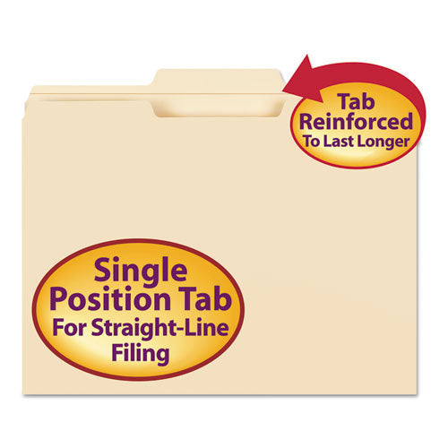 Reinforced Tab Manila File Folders, 1-3-cut Tabs: Center Position, Letter Size, 0.75" Expansion, 11-pt Manila, 100-box