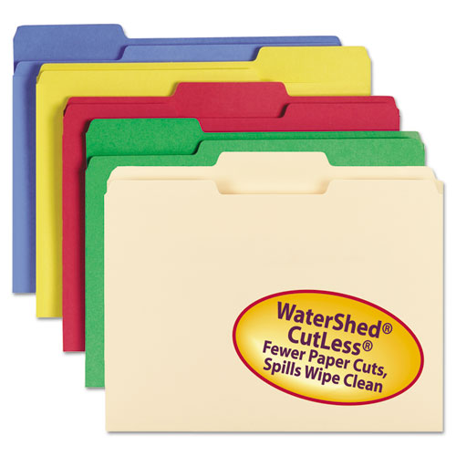 Watershed-cutless File Folders, 1-3-cut Tabs: Assorted, Letter Size, 0.75" Expansion, Manila, 100-box