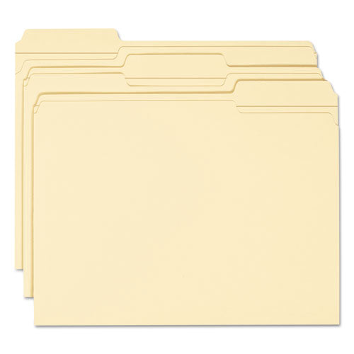 100% Recycled Reinforced Top Tab File Folders, 1-3-cut Tabs: Assorted, Letter Size, 0.75" Expansion, Manila, 100-box
