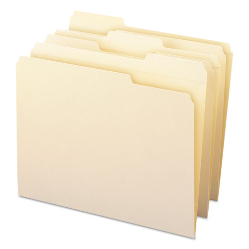 100% Recycled Reinforced Top Tab File Folders, 1-3-cut Tabs: Assorted, Letter Size, 0.75" Expansion, Manila, 100-box