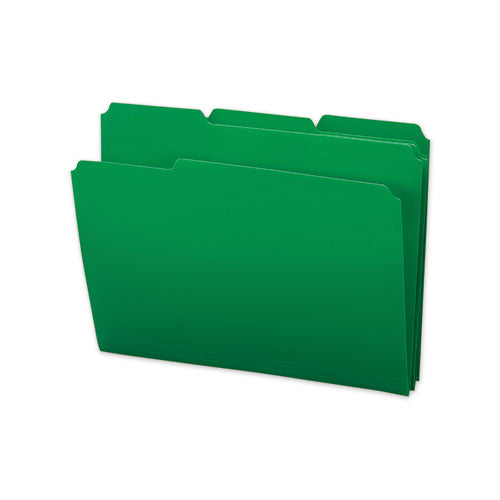 Top Tab Poly Colored File Folders, 1-3-cut Tabs, Letter Size, Green, 24-box