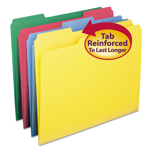 Reinforced Top Tab Colored File Folders, 1-3-cut Tabs, Letter Size, Assorted, 12-pack