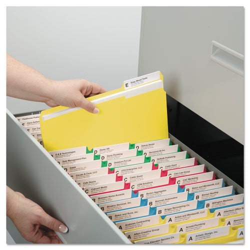 Watershed-cutless File Folders, 1-3-cut Tabs, Letter Size, Assorted, 100-box