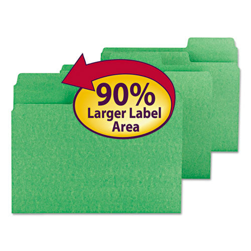 Supertab Colored File Folders, 1-3-cut Tabs, Letter Size, 11 Pt. Stock, Green, 100-box