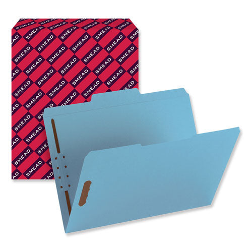 Top Tab Colored Fastener Folders, 2 Fasteners, Letter Size, Blue Exterior, 50-box