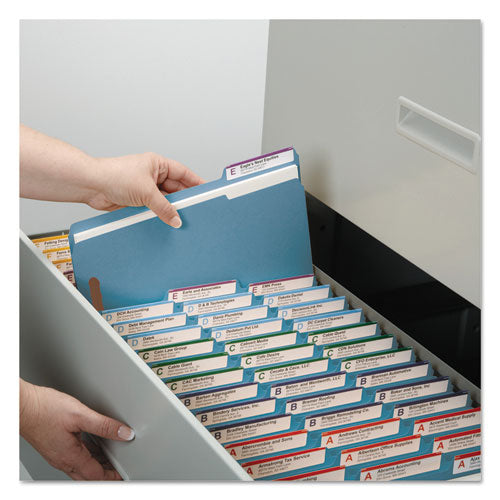 Watershed Cutless Reinforced Top Tab Fastener Folders, 2 Fasteners, Letter Size, Blue Exterior, 50-box
