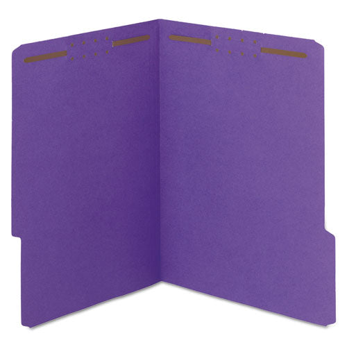 Watershed-cutless Reinforced Top Tab 2-fastener Folders, 1-3-cut Tabs, Letter Size, Purple, 50-box