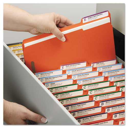 Top Tab Colored Fastener Folders, 2 Fasteners, Letter Size, Orange Exterior, 50-box