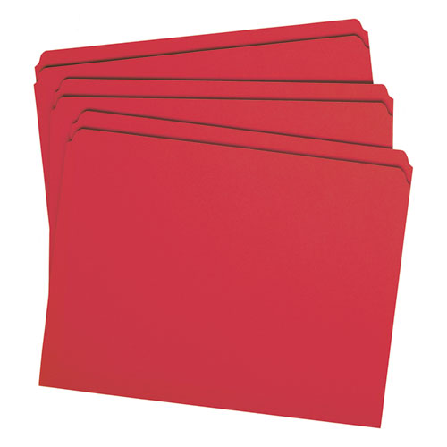 Reinforced Top Tab Colored File Folders, Straight Tabs, Letter Size, 0.75" Expansion, Red, 100-box