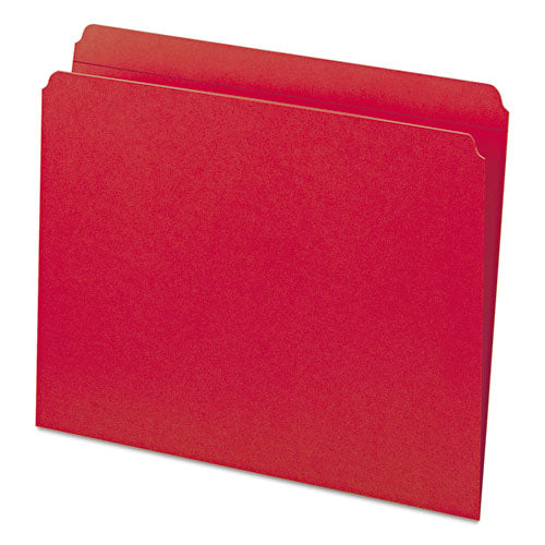 Reinforced Top Tab Colored File Folders, Straight Tabs, Letter Size, 0.75" Expansion, Red, 100-box