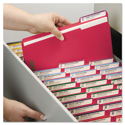 Top Tab Colored 2-fastener Folders, 1-3-cut Tabs, Letter Size, Red, 50-box