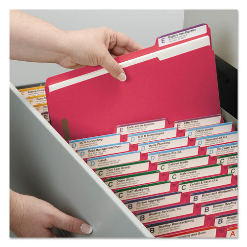 Watershed-cutless Reinforced Top Tab 2-fastener Folders, 1-3-cut Tabs, Letter Size, Red, 50-box