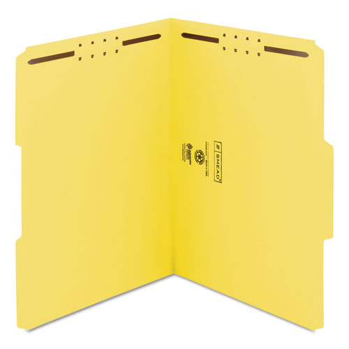 Watershed-cutless Reinforced Top Tab 2-fastener Folders, 1-3-cut Tabs, Letter Size, Yellow, 50-box