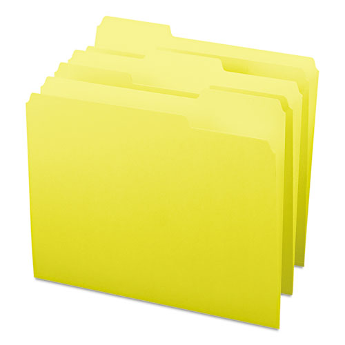 Colored File Folders, 1-3-cut Tabs: Assorted, Letter Size, 0.75" Expansion, Yellow, 100-box