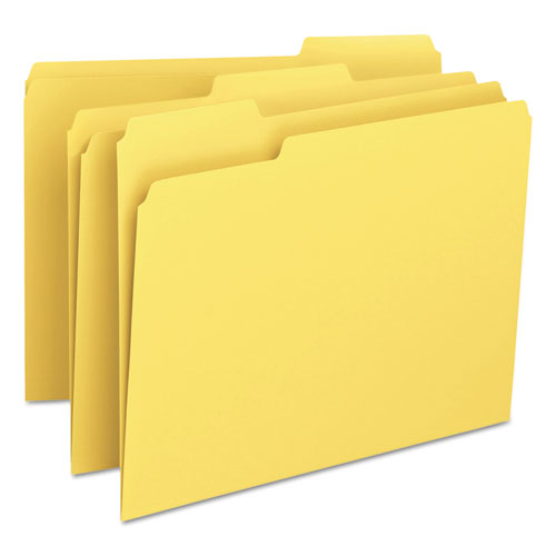 Colored File Folders, 1-3-cut Tabs: Assorted, Letter Size, 0.75" Expansion, Yellow, 100-box