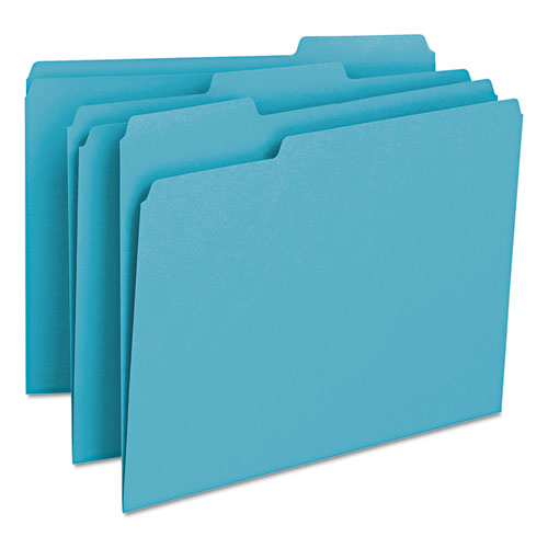 Colored File Folders, 1-3-cut Tabs, Letter Size, Teal, 100-box
