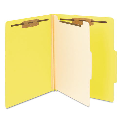 Colored Top Tab Classification Folders, 1 Divider, Letter Size, Yellow, 10-box