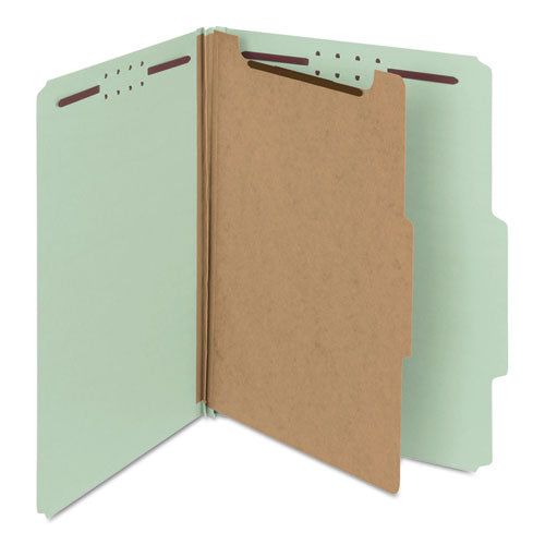 100% Recycled Pressboard Classification Folders, 1 Divider, Letter Size, Gray-green, 10-box