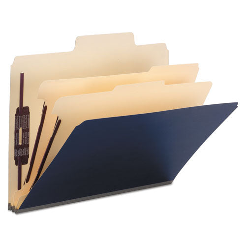 Supertab Colored Classification Folders, Safeshield Coated Fastener Technology, 2 Dividers, Letter Size, Dark Blue, 10-box