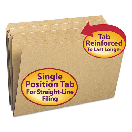 Heavyweight Kraft File Folders, Straight Tab, Legal Size, 11 Pt. Kraft, 100-box