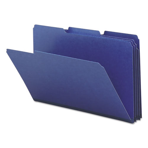 Expanding Recycled Heavy Pressboard Folders, 1-3-cut Tabs, 1" Expansion, Legal Size, Dark Blue, 25-box