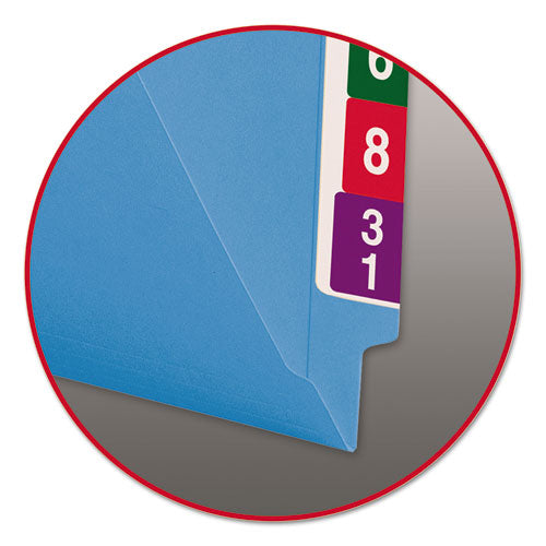 Reinforced End Tab Colored Folders, Straight Tab, Letter Size, Blue, 100-box