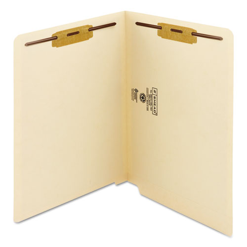 Manila End Tab Fastener Folders With Reinforced Tabs, 11-pt Manila, 2 Fasteners, Letter Size, Manila Exterior, 50-box