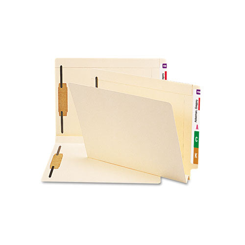 Manila End Tab W-fold Fastener Folders With Reinforced Tabs, 14-pt Stock, 2 Fasteners, Letter Size, Manila Exterior, 50-box