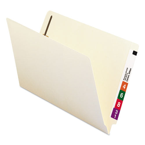 Manila End Tab 2-fastener Folders With Reinforced Tabs, 0.75" Expansion, Straight Tab, Legal Size, 11 Pt. Manila, 50-box